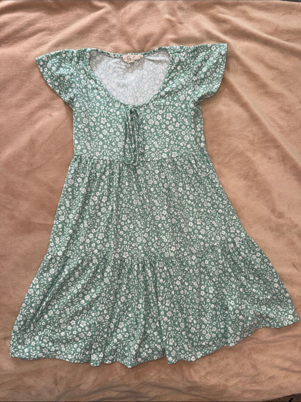 Jessica Simpson Mint Green Floral Tie-Front  Dress - XS